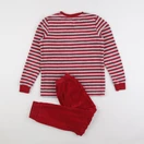 Okaidi - pyjama velours gris, rouge - 10 ans