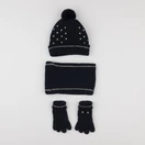 Vertbaudet - ensemble bonnet/moufles/tour de cou bleu - 4/6 ans