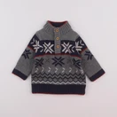 Cadet Rousselle - pull gris, bleu - 12 mois