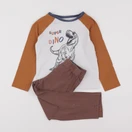 Vertbaudet - pyjama coton blanc, orange - 5 ans
