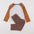 Vertbaudet - pyjama coton blanc, orange - 5 ans