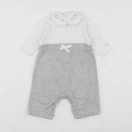 Petit Bateau - combinaison blanc, gris - 1 mois