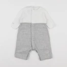 Petit Bateau - combinaison blanc, gris - 1 mois