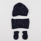 Vertbaudet - ensemble bonnet/moufles/tour de cou bleu - 3/6 mois