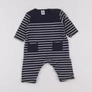 Petit Bateau - combinaison bleu, blanc - 6 mois