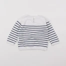 Vertbaudet - pull blanc, bleu - 6 mois