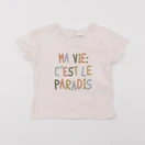 Vertbaudet - tee-shirt beige - 12 mois