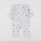 Vertbaudet - pyjama velours blanc, bleu - 3 mois