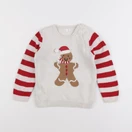 Vertbaudet - pull beige, rouge - 36 mois