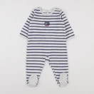 Petit Bateau - pyjama velours bleu, blanc - 12 mois