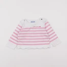 Jacadi - sweat blanc, rose - 12 mois