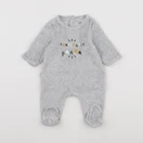 Vertbaudet - pyjama velours gris - 1 mois
