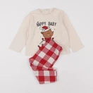 Vertbaudet - pyjama coton beige, rouge - 18 mois