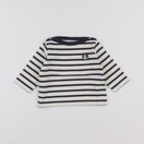 Petit Bateau - tee-shirt blanc, bleu - 6 mois