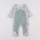 Vertbaudet - pyjama velours blanc, vert - 6 mois