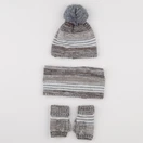 Vertbaudet - ensemble bonnet/moufles/tour de cou bleu, marron - 8/10 ans