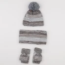 Vertbaudet - ensemble bonnet/moufles/tour de cou bleu, marron - 8/10 ans