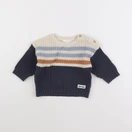Vertbaudet - pull bleu, beige - 9 mois