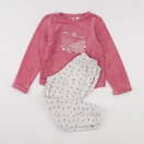 Okaidi - pyjama velours rose, blanc - 5 ans