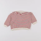 Petit Bateau - sweat beige, rouge - 12 mois