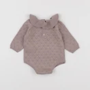 Zara - body à col marron - 0/1 mois