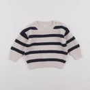 H&M - pull beige, bleu - 6/9 mois