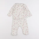 Vertbaudet - pyjama coton blanc, rose - 12 mois