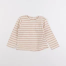 Vertbaudet - tee-shirt beige, rose - 12 mois