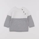 Vertbaudet - pull gris, blanc - 12 mois