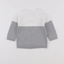 Vertbaudet - pull gris, blanc - 12 mois
