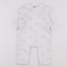 Jacadi - combinaison coton blanc, rose - 6 mois