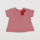 Petit Bateau - tee-shirt blanc, rouge - 3 mois