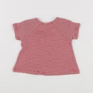 Petit Bateau - tee-shirt blanc, rouge - 3 mois