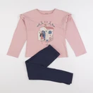 Vertbaudet - pyjama coton bleu, rose - 8 ans
