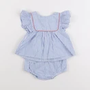 Jacadi - ensemble blanc, bleu - 6 mois