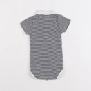 Petit Bateau - body à col blanc, bleu - 6 mois