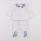 Jacadi - pyjama velours bleu, blanc - 6 mois
