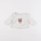 Vertbaudet - sweat blanc, rose - 3 mois