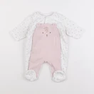 Vertbaudet - pyjama coton blanc, rose - 3 mois