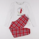 Okaidi - pyjama velours rouge, blanc - 12 ans