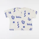 Gamin gamine - blouse blanc, bleu - 5/6 ans