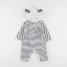Petit Bateau - sur-pyjama bleu, blanc - 3 mois