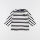 Petit Bateau - tee-shirt blanc, bleu - 12 mois