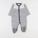 Petit Bateau - pyjama velours blanc, bleu - 9 mois