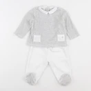 Cyrillus - pyjama velours blanc, gris - 9 mois
