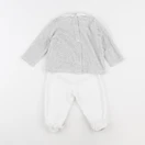Cyrillus - pyjama velours blanc, gris - 9 mois