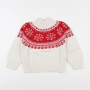 Monoprix - pull blanc, rouge - 5 ans