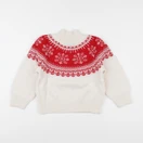 Monoprix - pull blanc, rouge - 5 ans