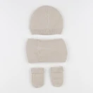 Vertbaudet - ensemble bonnet/moufles/tour de cou beige - 12/18 mois