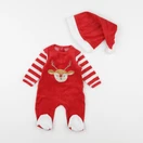 Vertbaudet - pyjama velours blanc, rouge - 3 mois